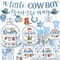 161pc Cowboy Baby Shower Party Set – Serves 25, with Plates, Napkins, Tablecloth & Cake Topper (Blue)